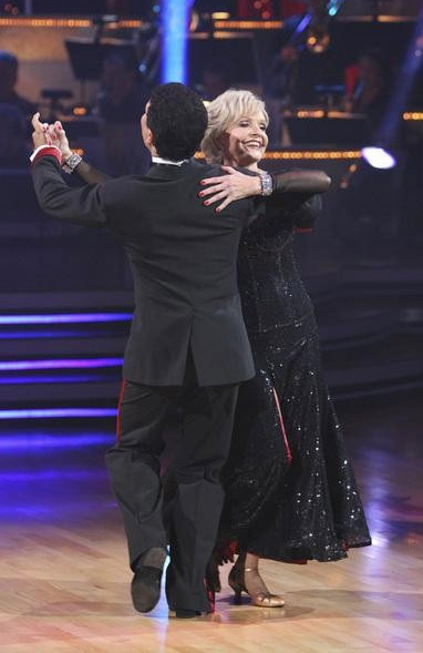 Florence Henderson and Corky Ballas perform on...