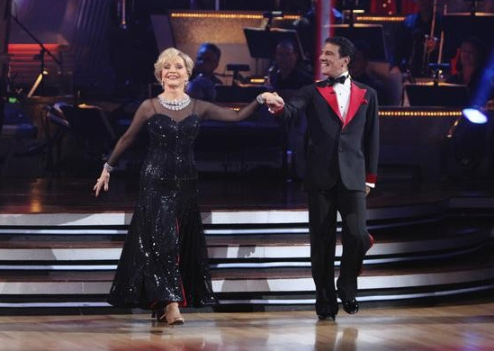 Florence Henderson and Corky Ballas perform on...