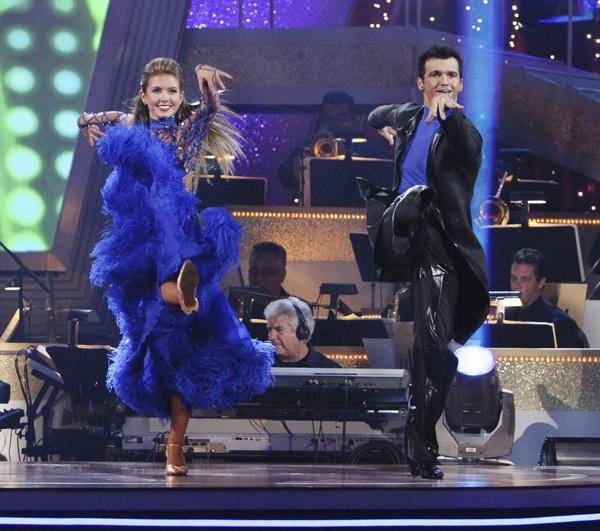 Audrina Patridge and Tony Dovolani perform on...