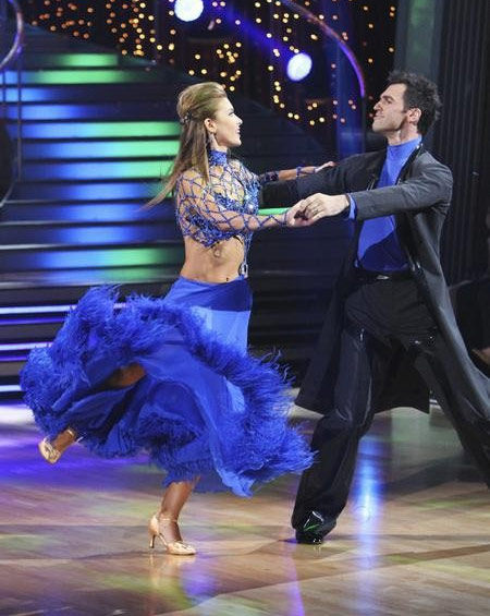 Audrina Patridge and Tony Dovolani perform on...