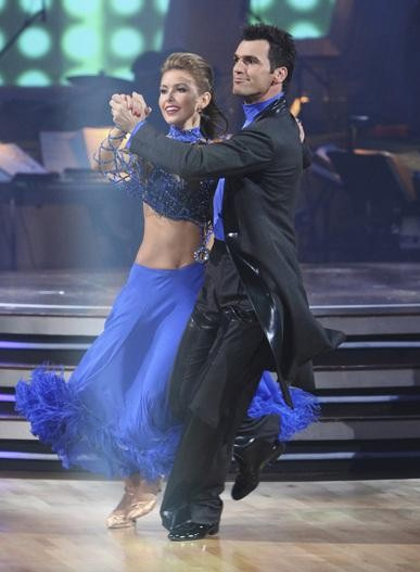 Audrina Patridge and Tony Dovolani perform on...