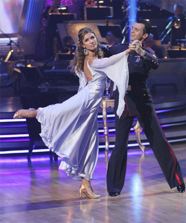 Audrina Patridge and Tony Dovolani perform on...