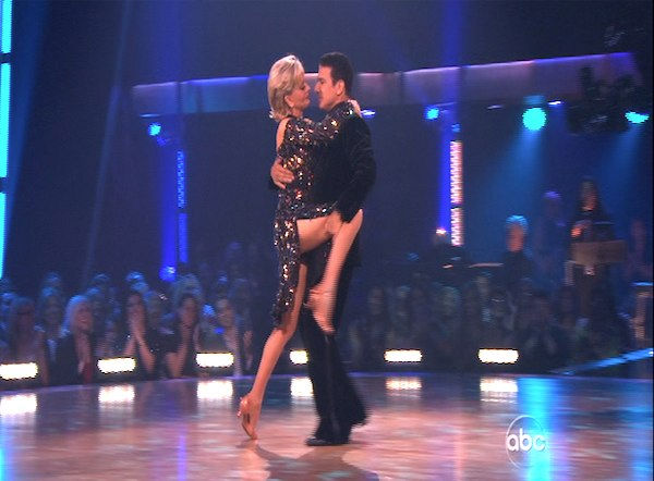 Florence Henderson and Corky Ballas perform on...