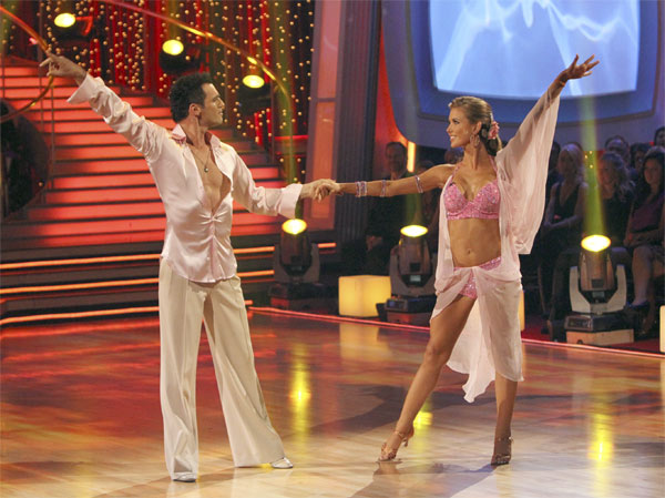 Audrina Patridge and Tony Dovolani perform to...