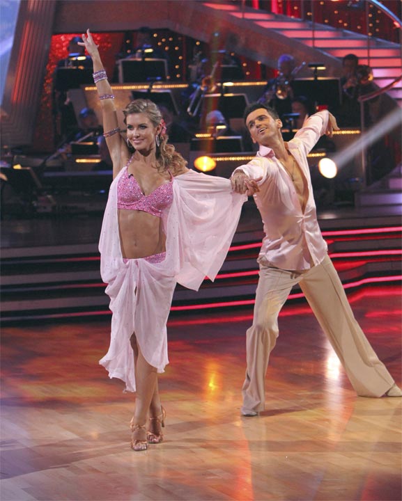 Audrina Patridge and Tony Dovolani perform to...