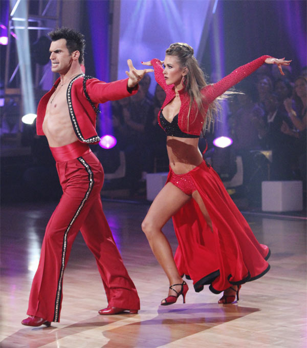 Audrina Patridge and Tony Dovolani perform on...