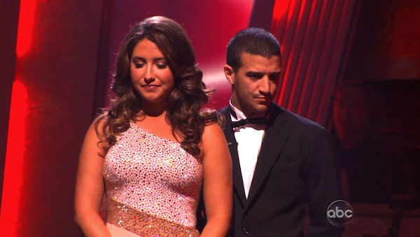 Bristol Palin and Mark Ballas wait to hear their...