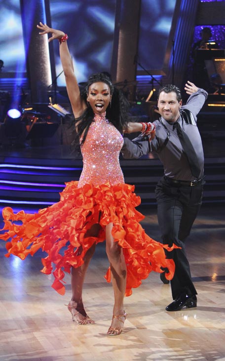 Brandy and Maksim Chmerkovskiy perform on...