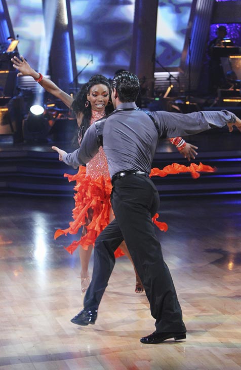 Brandy and Maksim Chmerkovskiy perform on...