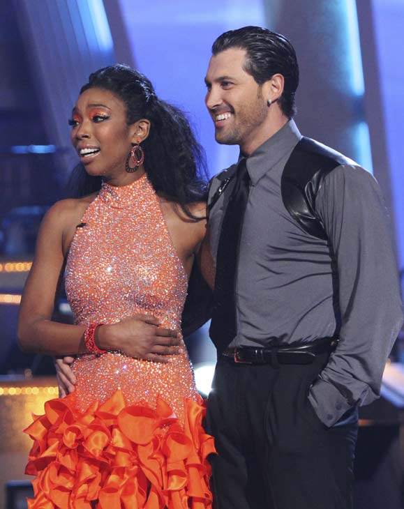Brandy and Maksim Chmerkovskiy appear before the...