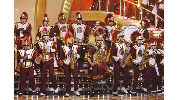 USC Marching Band performs with Karina Smirnoff and Derek Hough on 'Dancing With the Stars: The Results Show', Sept. 29, 2009