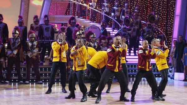 USC Marching Band performs with Karina Smirnoff and Derek Hough on 'Dancing With the Stars: The Results Show', Sept. 29, 2009