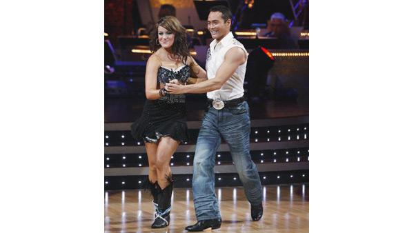 Mark Dacascos and Lacey Schwimmer perform during 'Dancing With the Stars,' Oct. 12, 2009