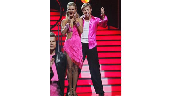 Joanna Krupa and Derek Hough react on 'Dancing With the Stars,' Oct. 27, 2009
