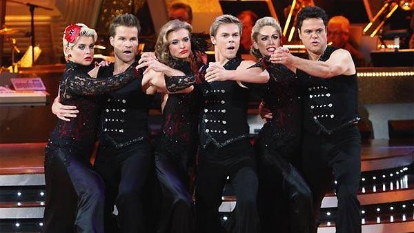 Joanna Krupa, Derek Hough, Kelly Osbourne, Louis Van Amstel, Donny Osmond and Kym Johnson perform their group Tango during 'Dancing With the Stars,' Monday, November 2, 2009