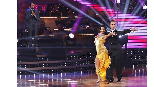 Pro dancers Urs Geisenhainer and Agnes Kazmierczak are seen performing on 'Dancing With the Stars: The Results Show' on November 11, 2009