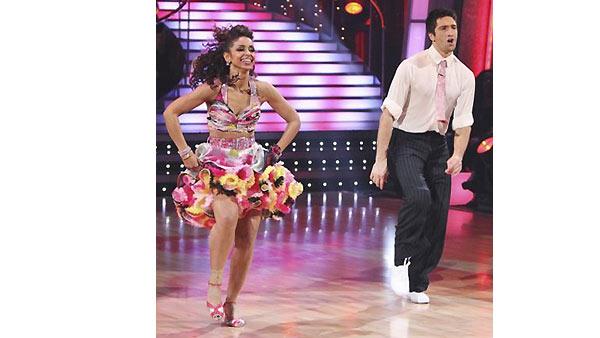 Mya and partner Dmitry Chaplin dance the first round Monday night on 'Dancing With the Stars,' Monday, November 23, 2009