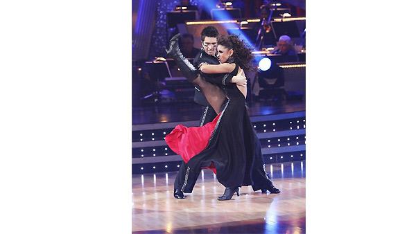Mya and partner Dmitry Chaplin dance the first round Monday night on 'Dancing With the Stars,' Monday, November 23, 2009