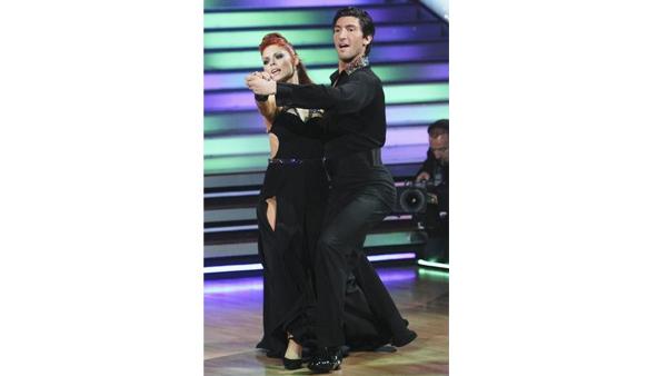 Evan Lysacek and Anna Trebunskaya perform on 'Dancing With the Stars,' Monday, April 12, 2010. The judges gave the couple 52 points out of 60.