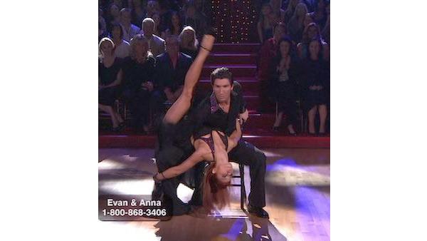 Evan Lysacek and Anna Trebunskaya perform on 'Dancing With the Stars,' Monday, April 12, 2010. The judges gave the couple 52 points out of 60.