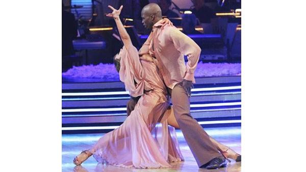 Chad Ochocinco and Cheryl Burke perform on 'Dancing With the Stars,' Monday, April 12, 2010. The judges gave the couple 44 points out of 60.