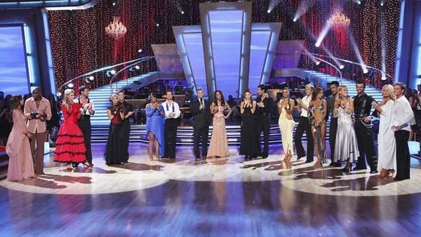 All 9 couples gather on the dance floor on 'Dancing With the Stars,' Monday, April 12, 2010.