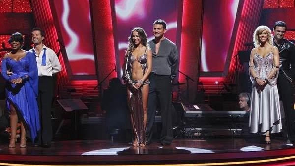Niecy Nash and Louis van Amstel, Aiden Turner and Edyta Sliwinska, and Kate Gosselin and Tony Dovolani react to being in the bottom three on 'Dancing With the Stars: The Results Show,' Tuesday, April 13, 2010.