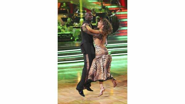Chad Ochocinco and Cheryl Burke perform on week five of 'Dancing With the Stars,' Monday, April 19, 2010. The judges gave the couple 18 points out of 30.