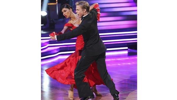 Singer Nicole Scherzinger and partner Derek Hough perform on week five of 'Dancing With the Stars,' Monday April 19, 2010. The judges gave the couple 29 points out of 30.