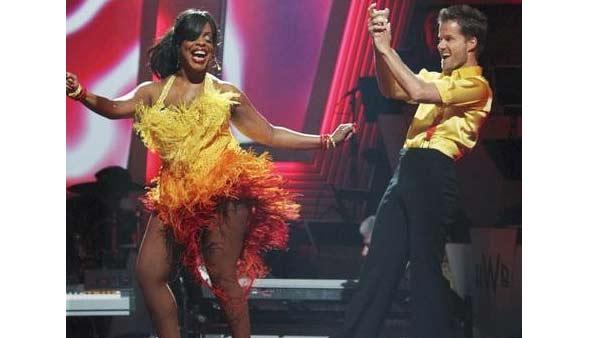 Niecy Nash and Louis Van Amstel react to being safe on 'Dancing With the Stars: The Results Show,' Tuesday, April 20, 2010. The couple scored 18 points out of 30 on Monday's show.