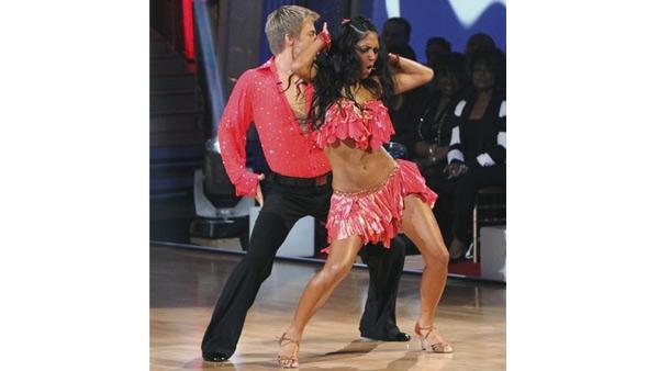 Singer Nicole Scherzinger and partner Derek Hough perform the Samba on week six of 'Dancing With the Stars,' Monday April 26, 2010.