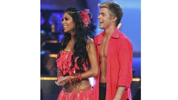 Singer Nicole Scherzinger and partner Derek Hough perform the Samba on week six of 'Dancing With the Stars,' Monday April 26, 2010.