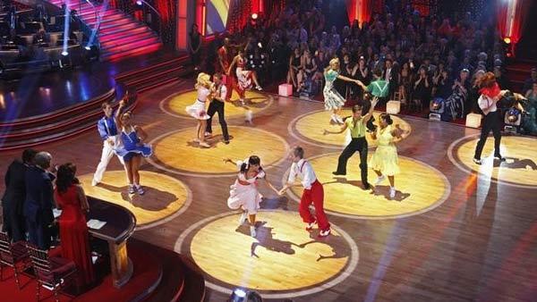 The remaining seven couples on 'Dancing With the Stars' hit the dance floor together in a Swing dance marathon on Monday, April 26, 2010.
