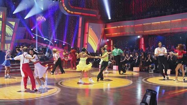 The remaining seven couples on 'Dancing With the Stars' hit the dance floor together in a Swing dance marathon on Monday, April 26, 2010.