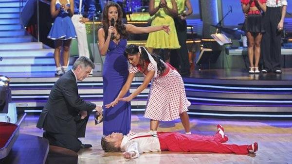 Tom Bergeron, Brooke Burke, Derek Hough, and Nicole Scherzinger are seen following the Swing dance marathon on week six of 'Dancing With the Stars,' Monday, April 26, 2010.