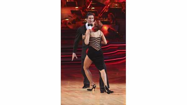 Olympic skater Evan Lysacek and partner Anna Trebunskaya performed the Argentine Tango on week seven of 'Dancing With the Stars,' Monday, May 3, 2010. The judges gave the couple a perfect score of 30 out of 30 points.