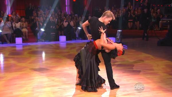 Pussycat Dolls star Nicole Scherzinger and partner Derek Hough perform an encore dance on 'Dancing With the Stars: The Results Show,' Tuesday May 11, 2010. The couple scored 59 out of 60 on Monday's show.