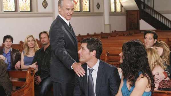 Jack Shephard (Matthew Fox) is touched by an angel, or rather, his father Christian Shephard (John Terry.