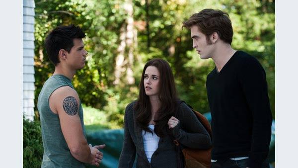 The 'Twilight' love triangle: Edward Cullen (Robert Pattinson) and Jacob Black (Taylor Lautner) battle for the affections of Bella Swan (Kristen Stewart)