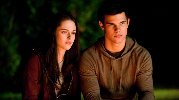 Jacob Black (Taylor Lautner) and Bella Swan (Kristen Stewart)