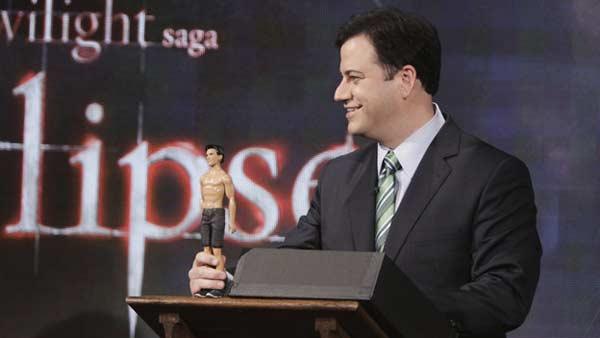 Host Jimmy Kimmel holds an action figure of werewolf Jacob Black, who is played by Taylor Lautner, at the primetime special 'Jimmy Kimmel Live's Twilight Saga: Total Eclipse of the Heart', set to air on Wednesday, June 23 at 10 p.m. ET on ABC.