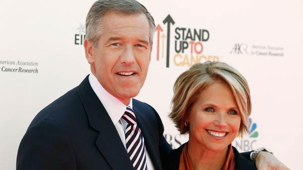 Event co-hosts Brian Williams, left, and Katie Couric at the 'Stand Up To Cancer' television event at Sony Studios in Culver City, Calif., on Friday, Sept. 10, 2010.  (AP Photo/Matt Sayles)