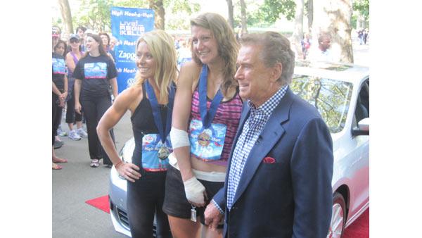 Regis and Kelly pose with High Heel-a-thon winner Ida Bernstein.