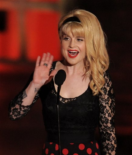 Kelly Osbourne is seen on stage at the Scream...