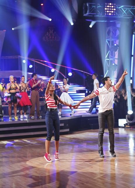 Brandy and Maksim Chmerkovskiy earn 10 points...