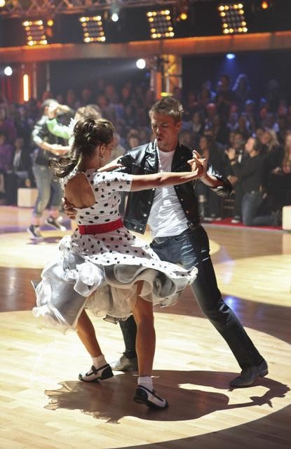 Jennifer Grey and Derek Hough perform during the...