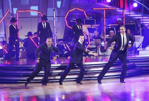 Rick Fox, Kyle Massey, and Mark Ballas perform on Team Kristi for the cha cha dance off on 'Dancing With the Stars,' Monday, Nov. 1, 2010. The team scored a total of 24 out of 30 for their performance.