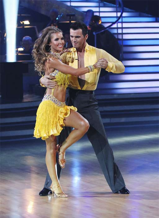 Audrina Patridge and Tony Dovolani perform on...