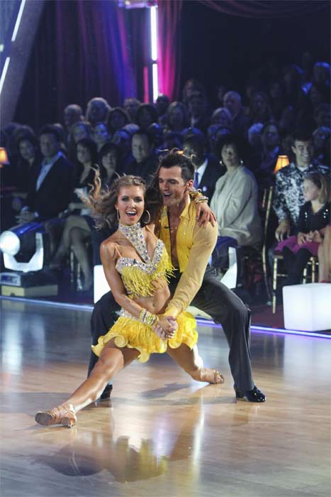 Audrina Patridge and Tony Dovolani perform on...