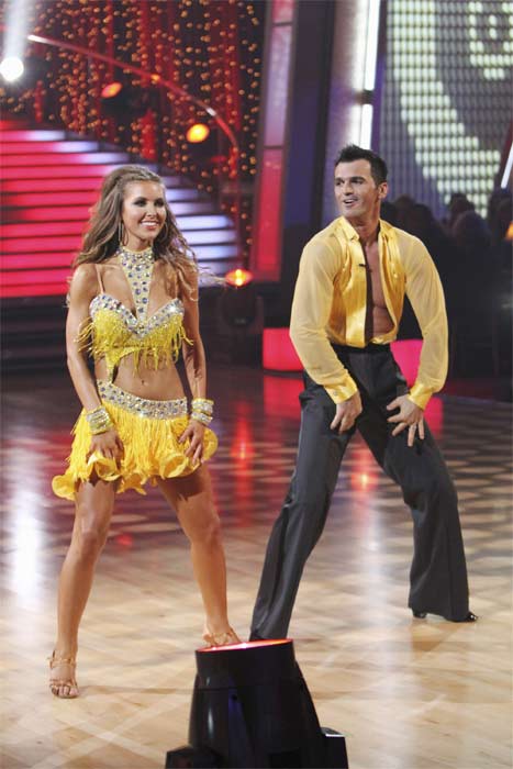 Audrina Patridge and Tony Dovolani perform on...